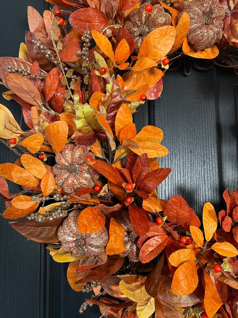 Fall Foliage Wreath, Autumn Foliage Wreath, Large Fall Wreath, Large Autumn Wreath, Laurel Leaf, Fall Wreaths For Front Door, 28-30 inch