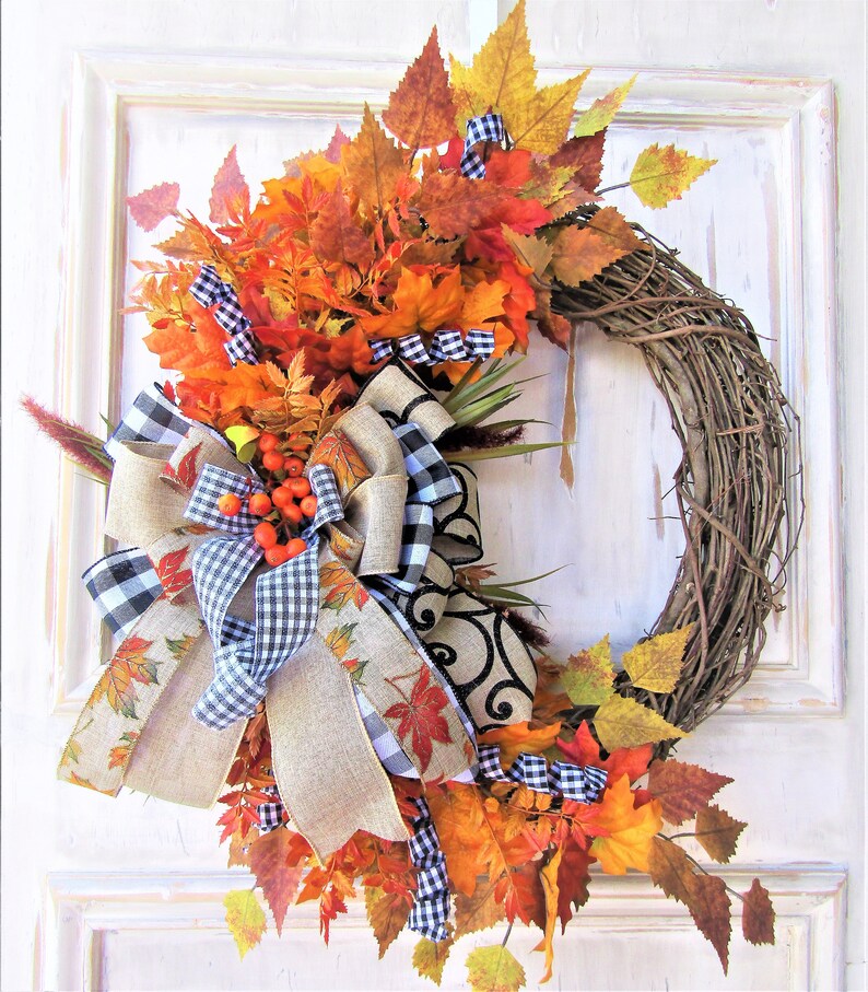 Fall Wreath for Front Door, Thanksgiving Decor, Fall Porch Decor, Large Fall Wreath, Autumn Wreath, Front Door Wreath
