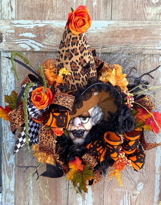 Witch wreath, Halloween wreath, fall wreath, floral witch. Sexy witch