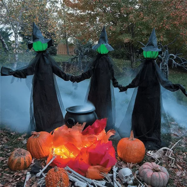 🎃Voice Control Screaming Witches Three Sisters