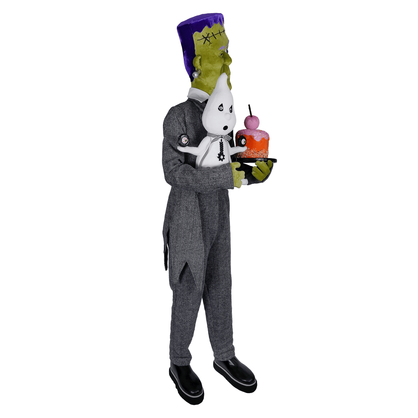 5.5ft Frankenstein Holding Ghost & Cake
