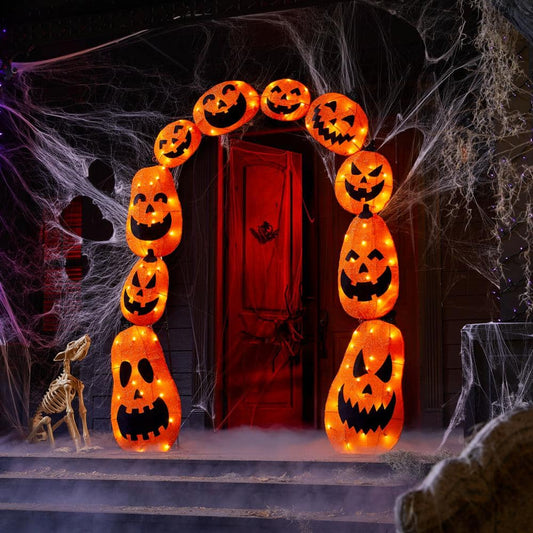7.5 ft. Tinsel Plug-In LED Pumpkin Archway