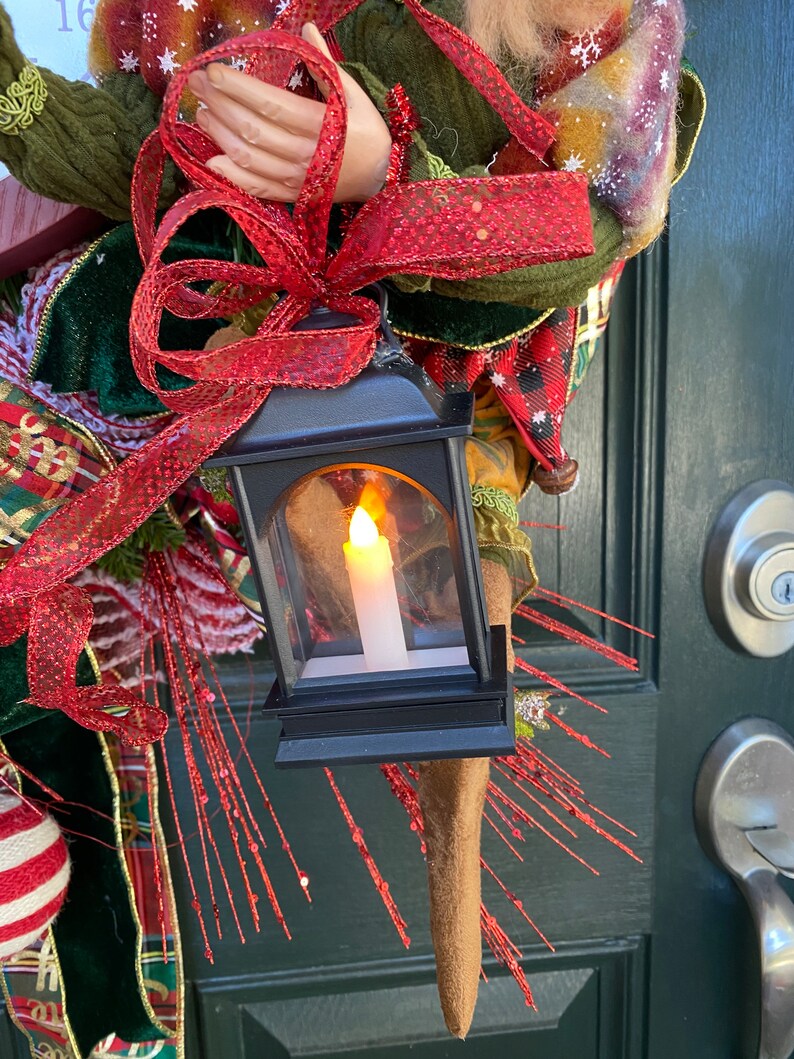 Christmas Wreath, elf wreath, Christmas door hanger, clock wreath,