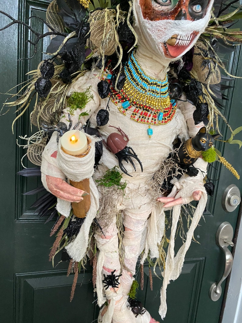 MUMMY , Mummy Wreath, Mummy Decor, Egyptian Mummy, cleopatra mummy