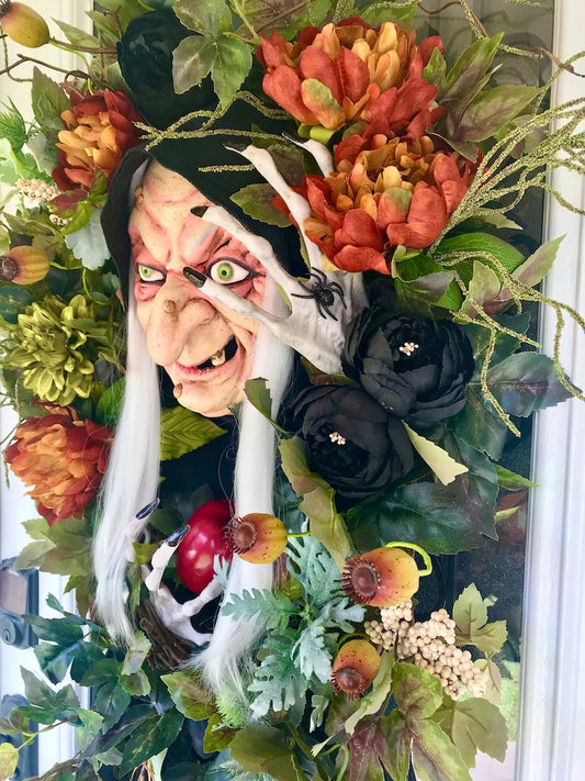 Halloween Wreath, Witch Wreath, Queen Grimhilde Wreath, Halloween Witch Wreath, Wreaths for Front Door, Scary Wreath, Fall Wreath,