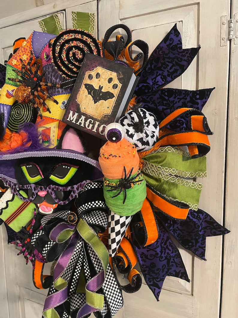Black Cat Halloween wreath
