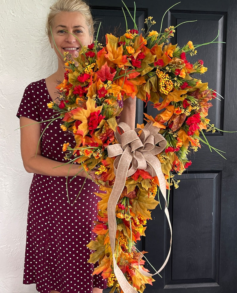 wreaths Fall wreaths for front door wreaths door decor Thanksgiving outdoor wreaths