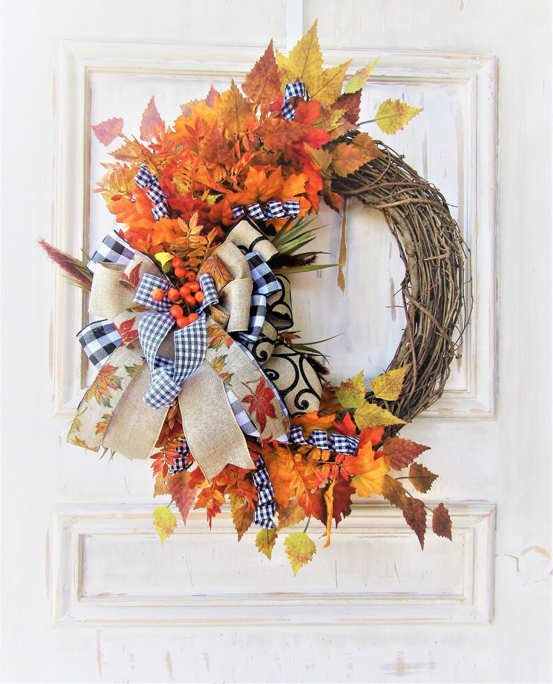 Fall Wreath for Front Door, Thanksgiving Decor, Fall Porch Decor, Large Fall Wreath, Autumn Wreath, Front Door Wreath