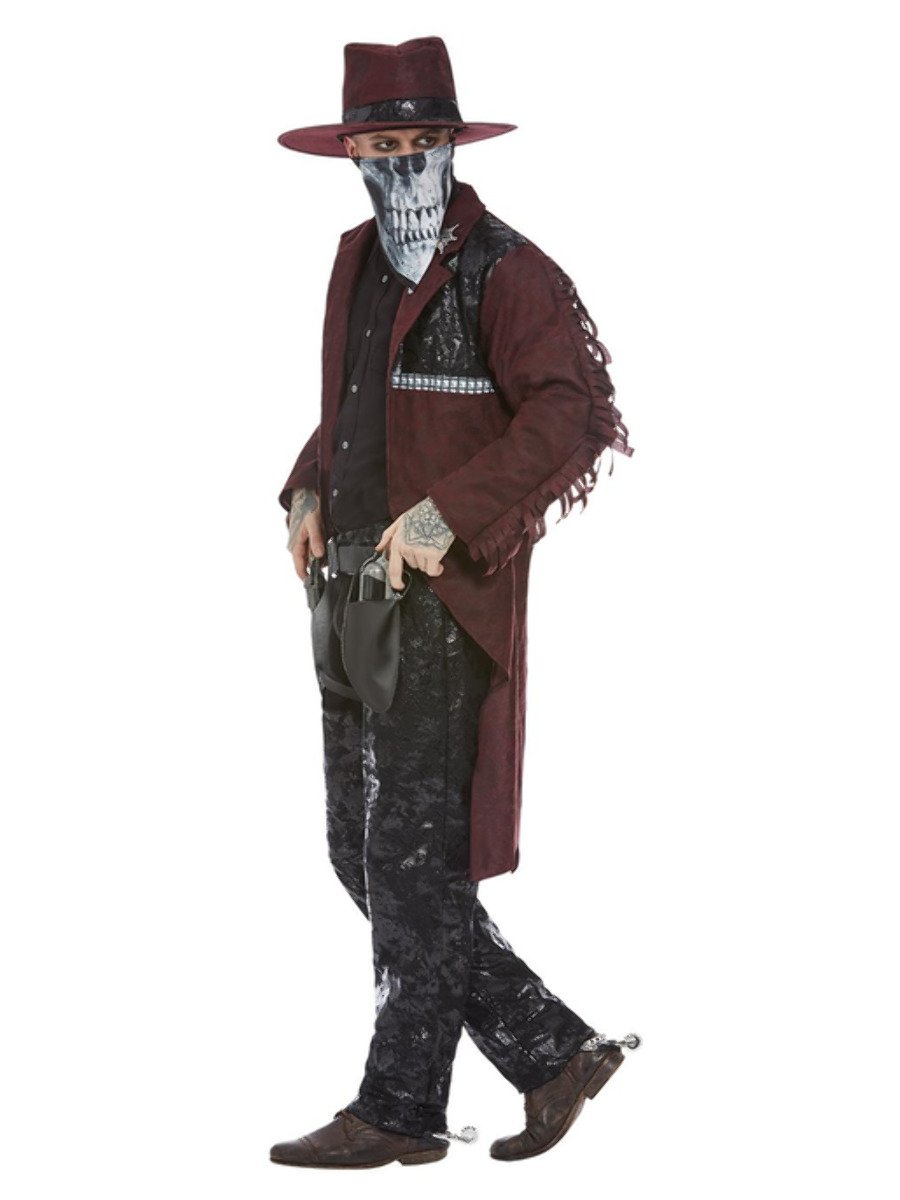 Mens Deluxe Dark Spirit Western Cowboy Costume, Burgundy