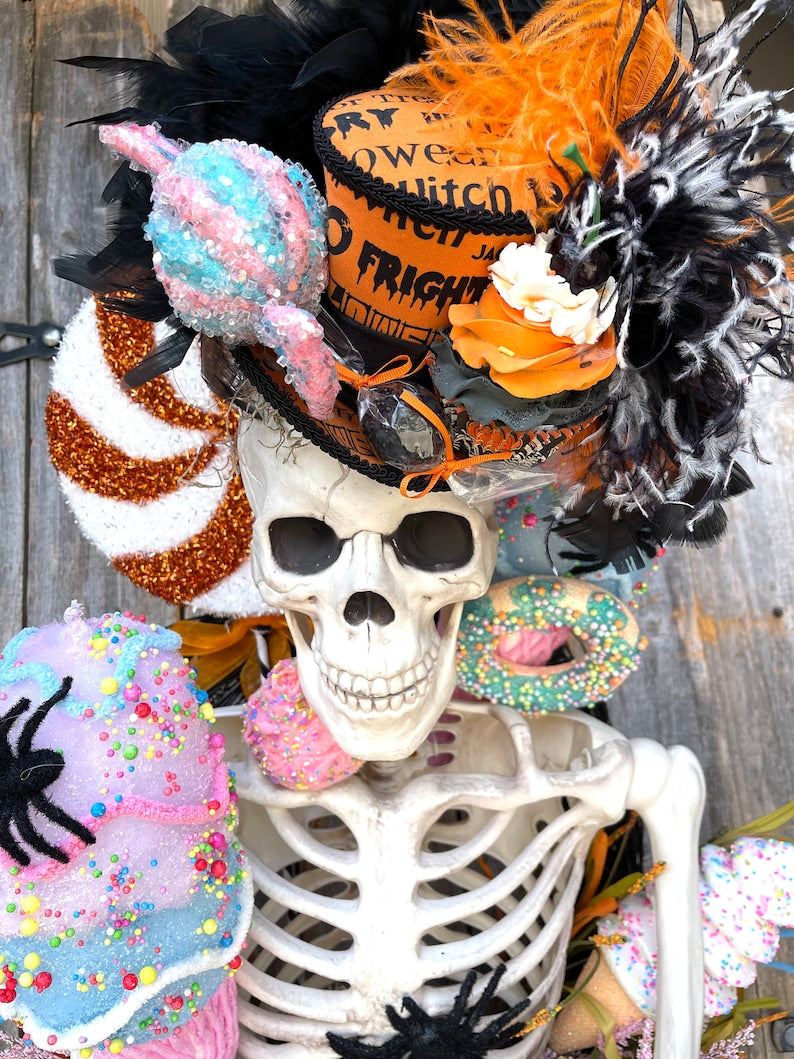 Deluxe Halloween Wreath, Deluxe Skeleton Wreath, Skeleton Wreath, Skeleton Sweet Wreath, Halloween Sweet Wreath, Halloween Decor, Mr. Bones