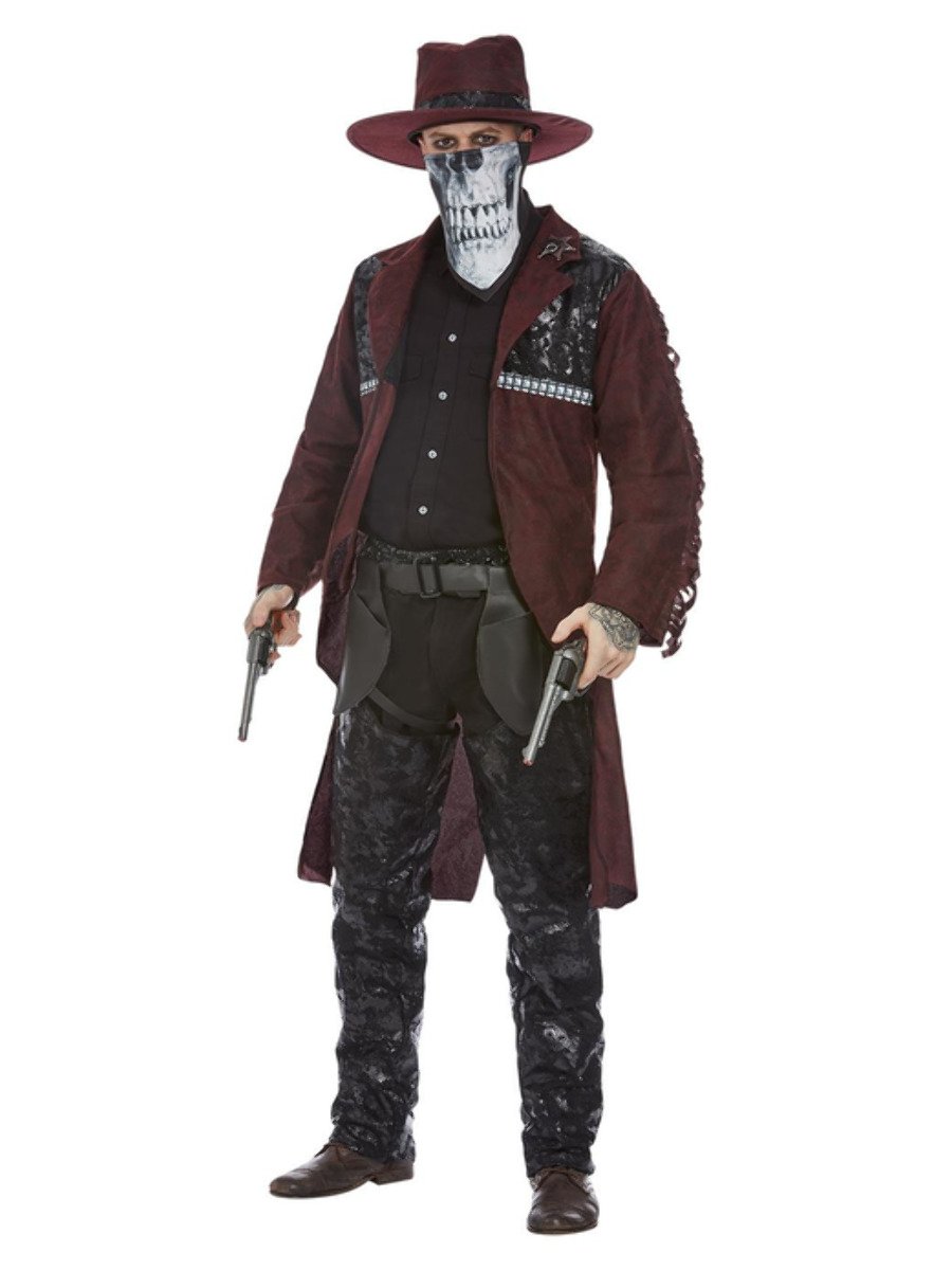 Mens Deluxe Dark Spirit Western Cowboy Costume, Burgundy