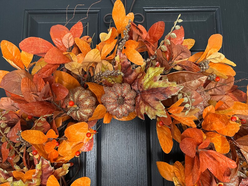 Fall Foliage Wreath, Autumn Foliage Wreath, Large Fall Wreath, Large Autumn Wreath, Laurel Leaf, Fall Wreaths For Front Door, 28-30 inch