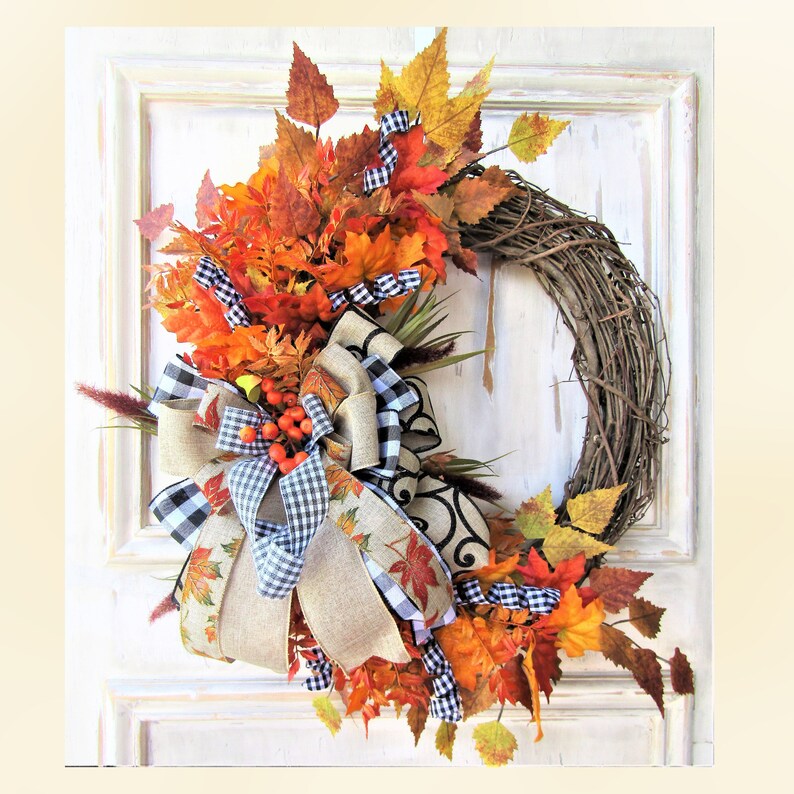 Fall Wreath for Front Door, Thanksgiving Decor, Fall Porch Decor, Large Fall Wreath, Autumn Wreath, Front Door Wreath
