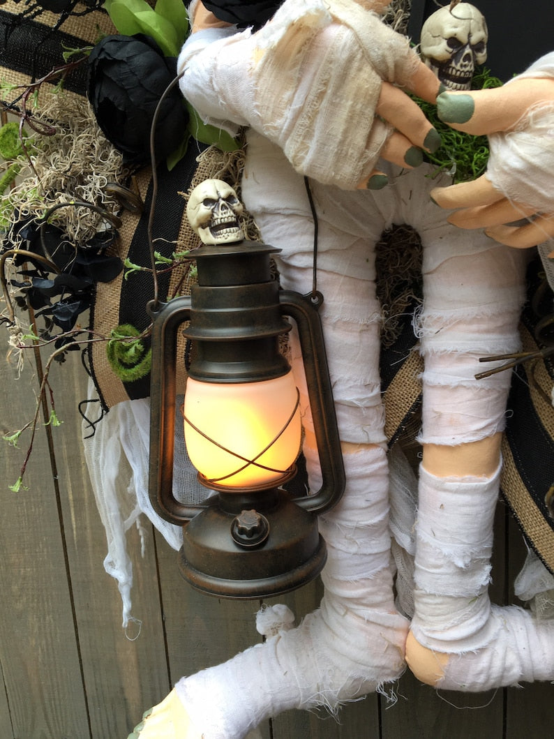 Mummy Wreath, Halloween Wreath,Spooky Decor,Halloween decorations,Mummy Decor,Mummy Wreath Attachment