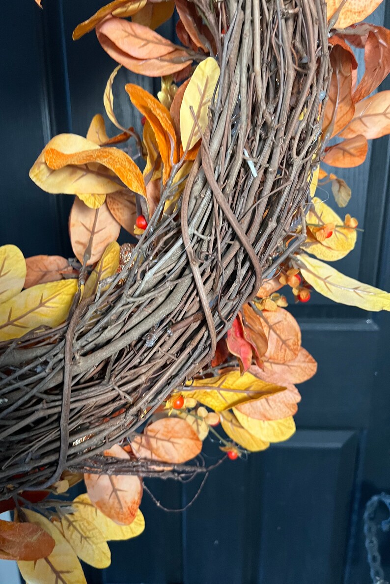 Fall Foliage Wreath, Autumn Foliage Wreath, Large Fall Wreath, Large Autumn Wreath, Laurel Leaf, Fall Wreaths For Front Door, 28-30 inch