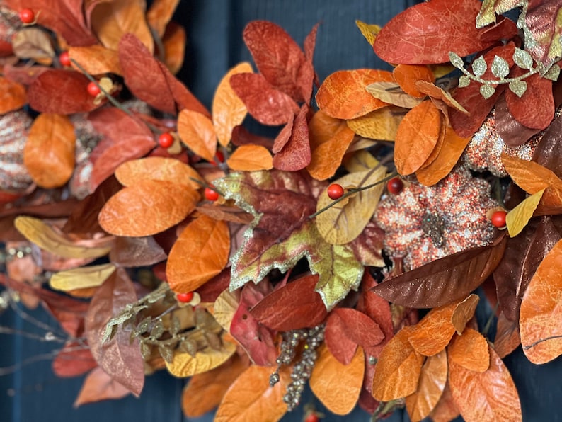 Fall Foliage Wreath, Autumn Foliage Wreath, Large Fall Wreath, Large Autumn Wreath, Laurel Leaf, Fall Wreaths For Front Door, 28-30 inch
