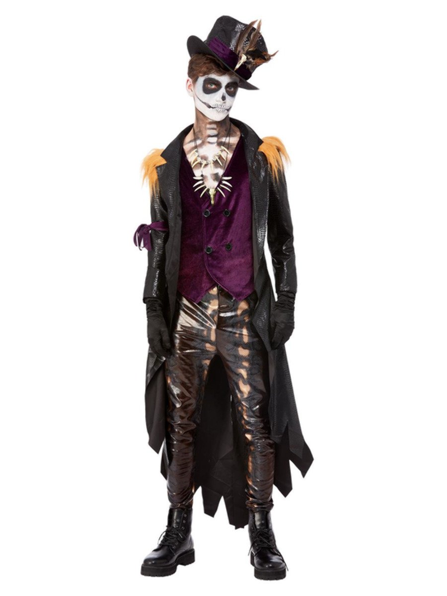 Mens Deluxe Voodoo Witch Doctor Costume, Black & Purple