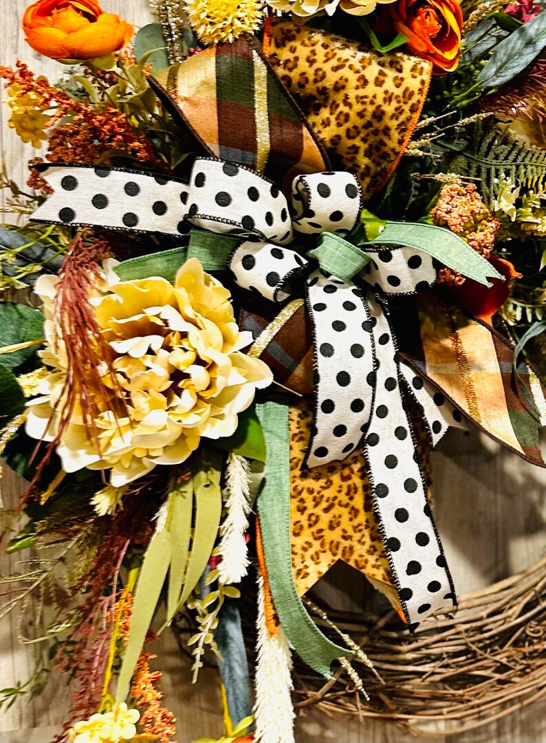 Fall Cheetah Wreath, Front Door Wreath, Fall Wreaths for Front Door, Fall Floral Wreath, Animal Print Wreath, Large Fall Wreath, Fall Decor