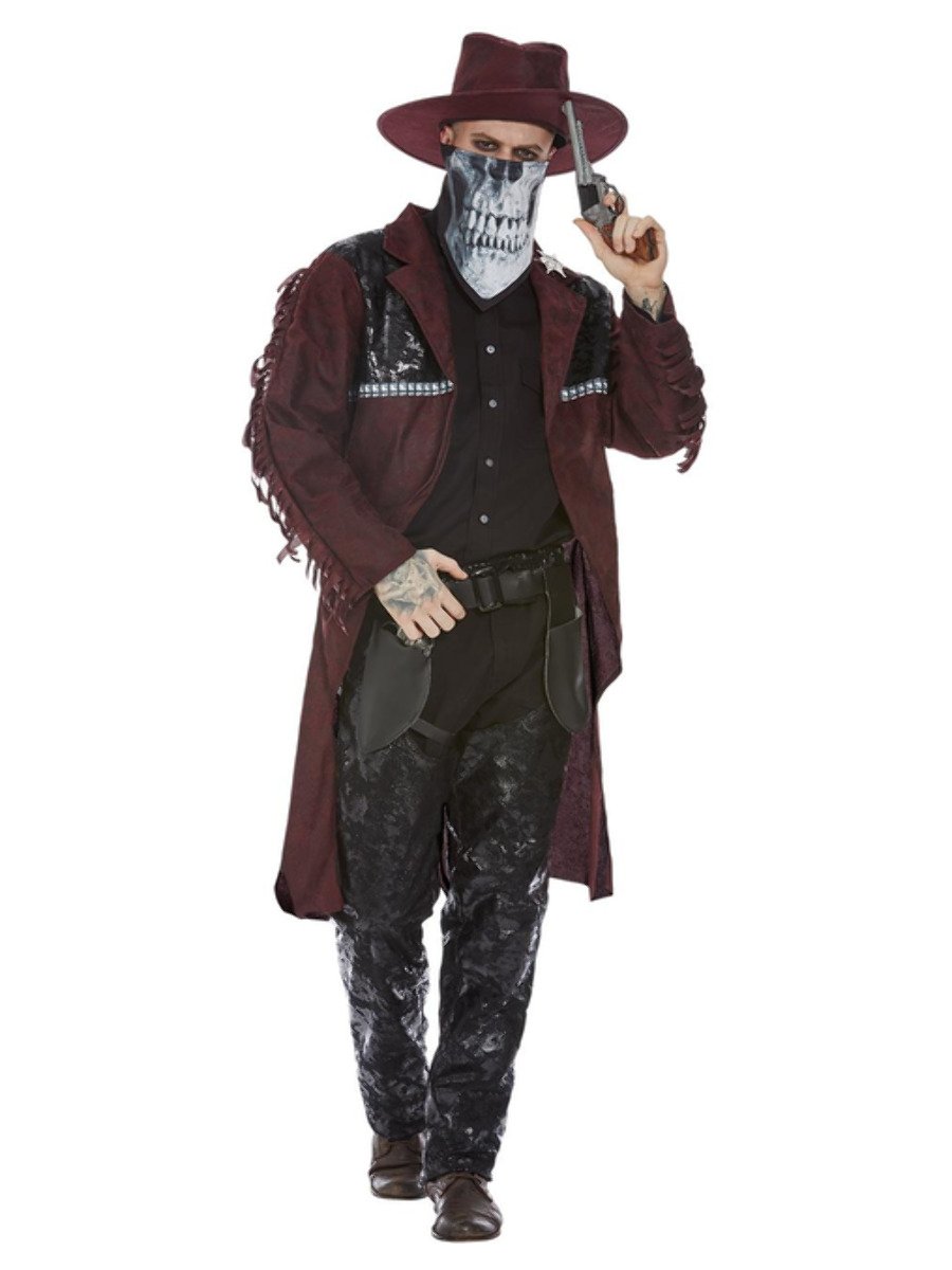 Mens Deluxe Dark Spirit Western Cowboy Costume, Burgundy