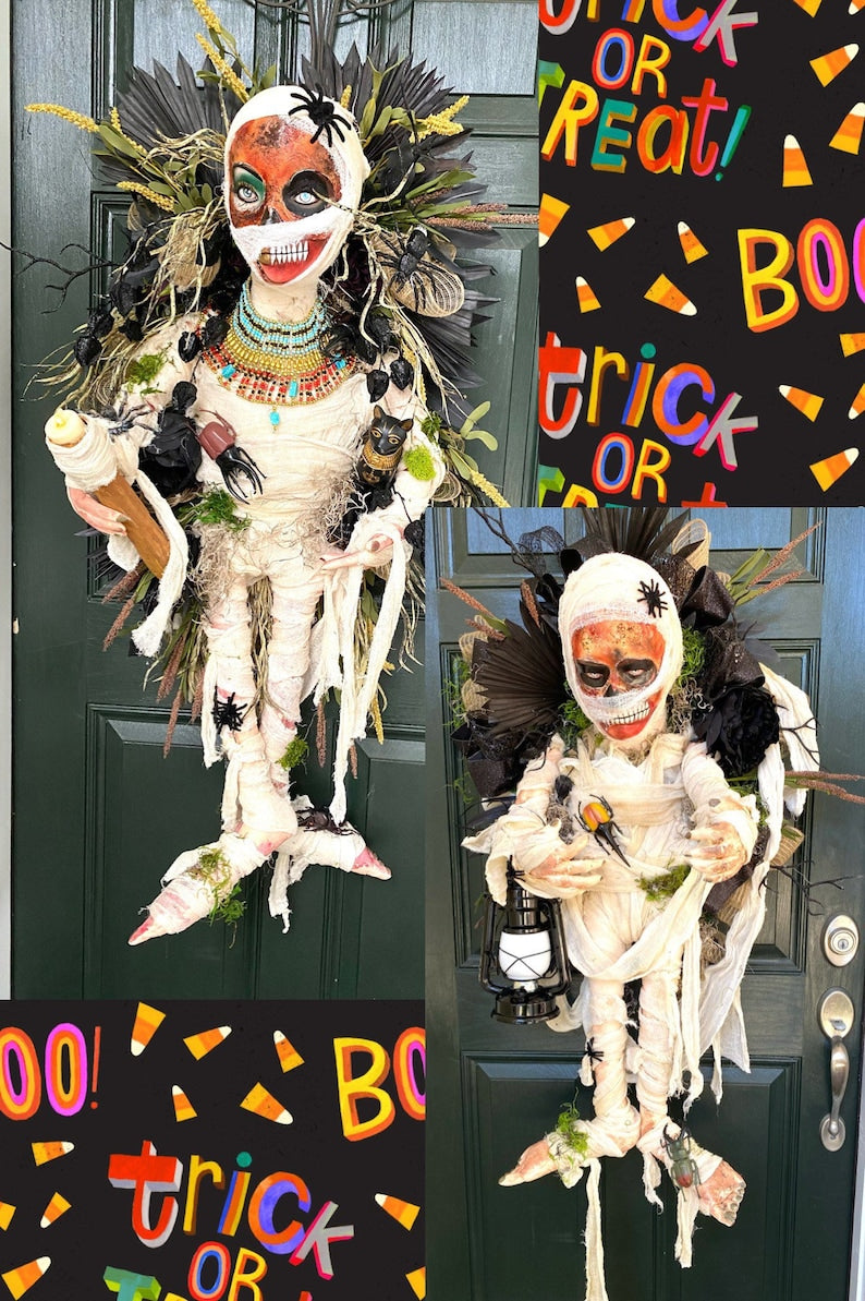 MUMMY , Mummy Wreath, Mummy Decor, Egyptian Mummy, cleopatra mummy