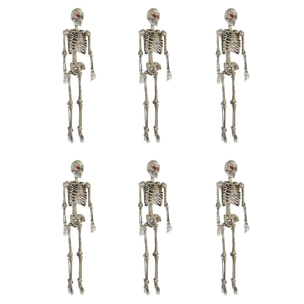 Poseable Pitted Skeleton with LED Eyes (6-Pack)