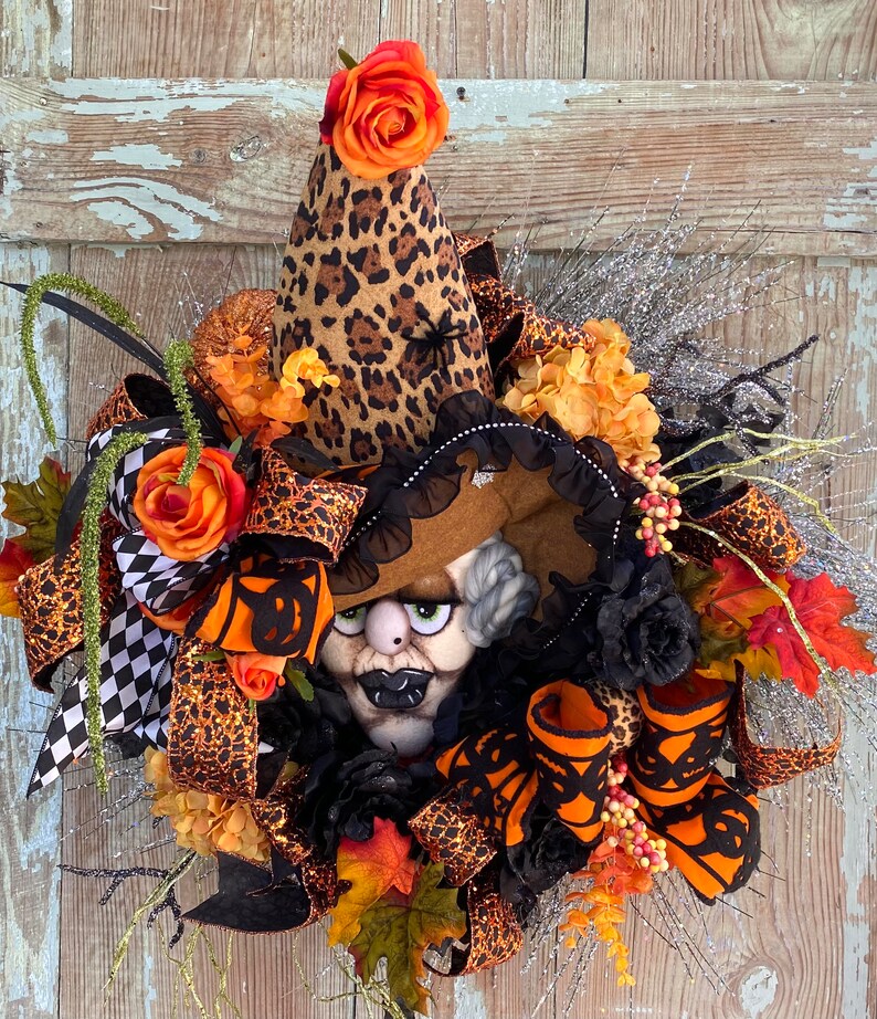 Witch wreath, Halloween wreath, fall wreath, floral witch. Sexy witch