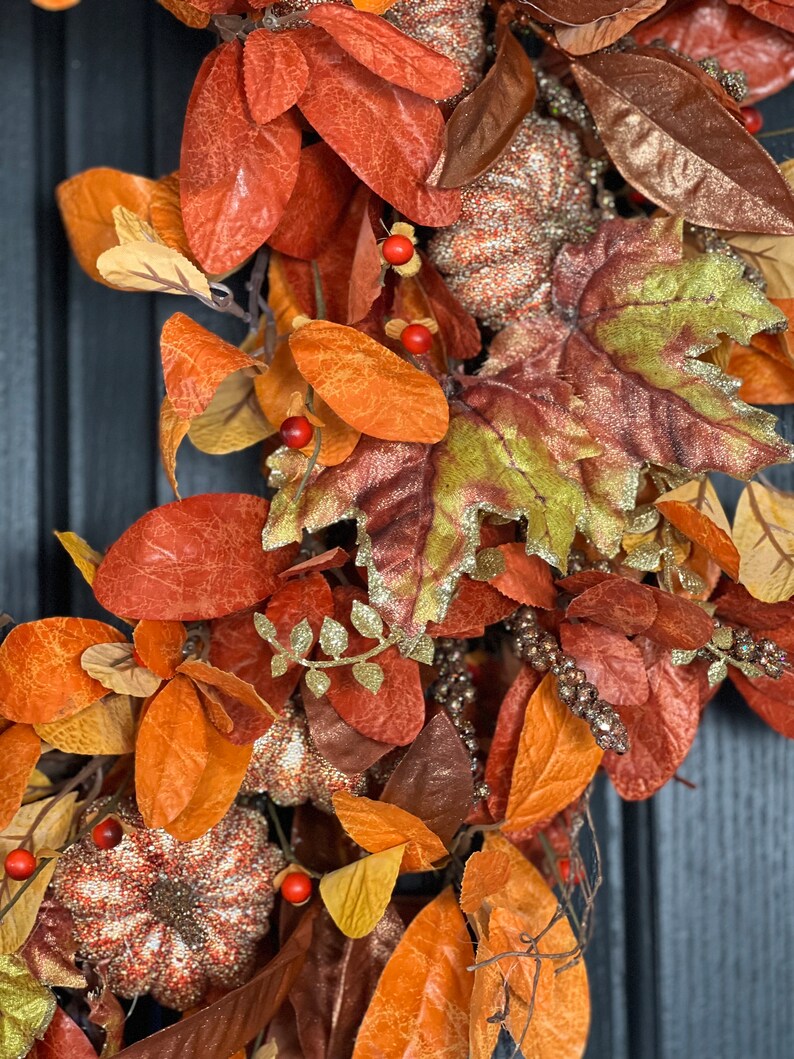 Fall Foliage Wreath, Autumn Foliage Wreath, Large Fall Wreath, Large Autumn Wreath, Laurel Leaf, Fall Wreaths For Front Door, 28-30 inch