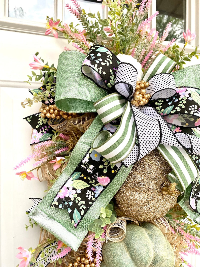 Fall Front Door Swag, Fall Swag with Pumpkins, Fall Pumpkin Swag, Large Fall Wreath, Floral Swag, Autumn Door Swag