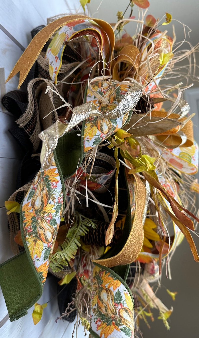 Fall Scarecrow Wreath, Fall Wreath, Extra Large Wreath, Front Door Wreath, Door Decor, Fall Decor, Natural Fall Wreath, Rustic Fall Wreath