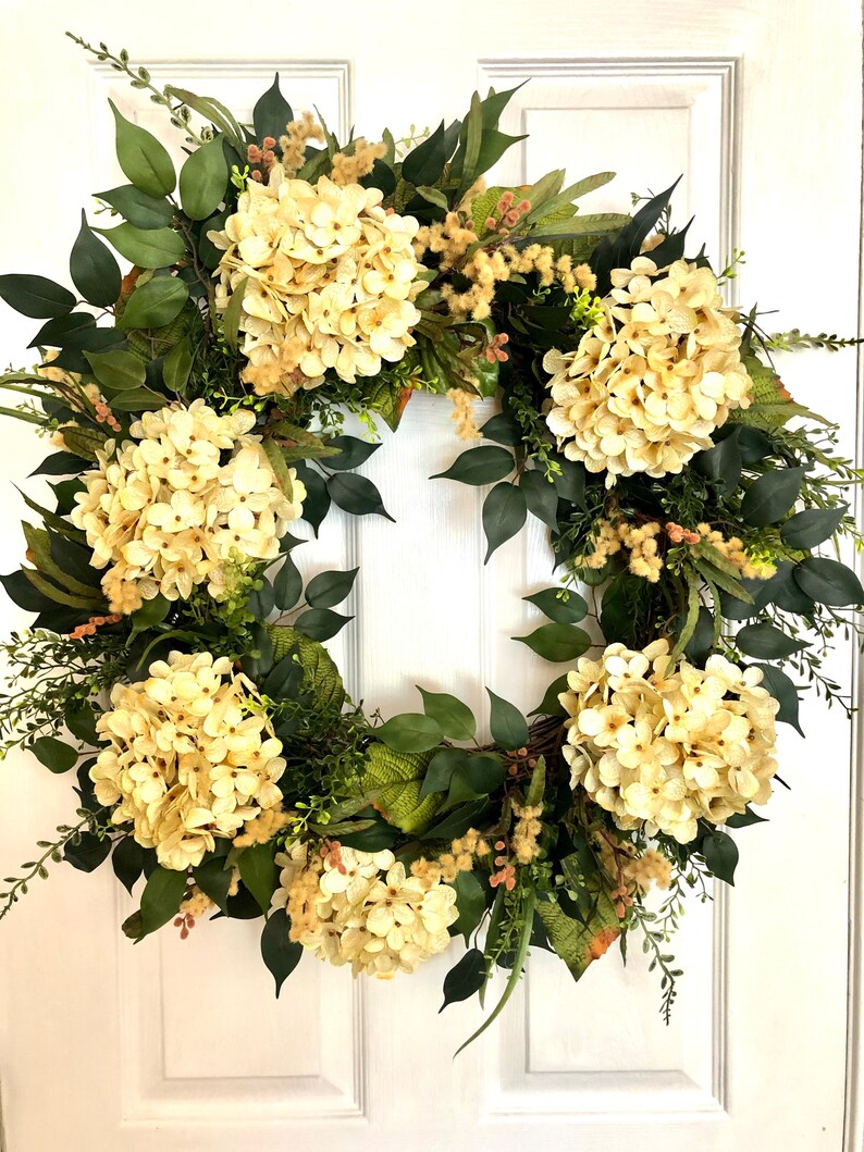 Fall Hydrangea Wreath, elegant fall wreath, large fall wreath, fall porch decor, fall floral wreath, autumn wreath, autumn floral