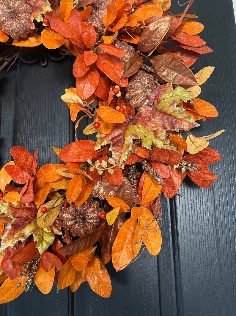 Fall Foliage Wreath, Autumn Foliage Wreath, Large Fall Wreath, Large Autumn Wreath, Laurel Leaf, Fall Wreaths For Front Door, 28-30 inch