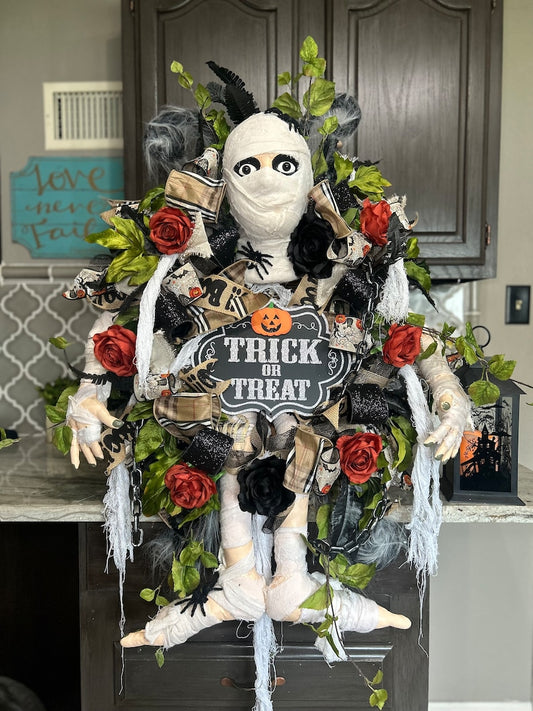 Halloween Wreath, Halloween Swag, Halloween Decor, Mummy Wreath, XL Wreath