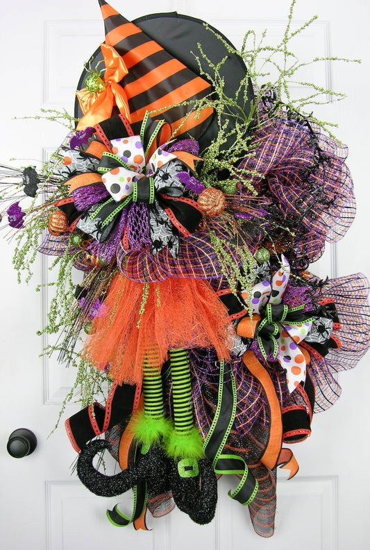 Too Too Cute Witch Wreath, Witch Halloween Wreath, XL Halloween Witch Wreath