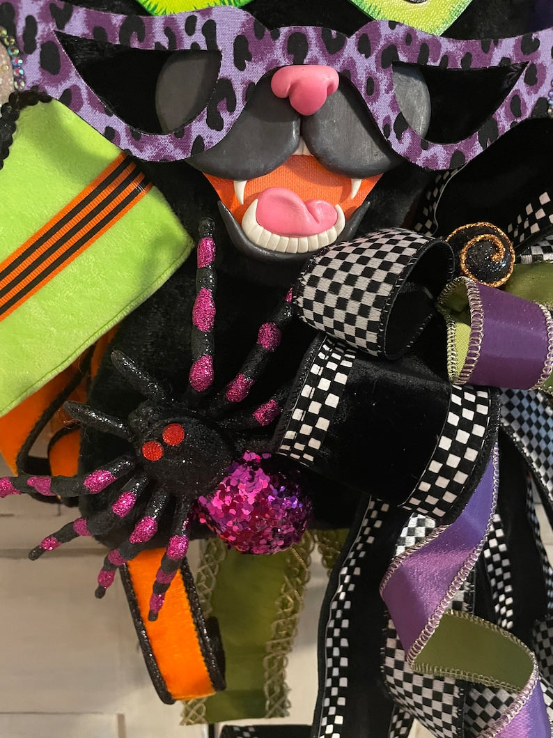 Black Cat Halloween wreath