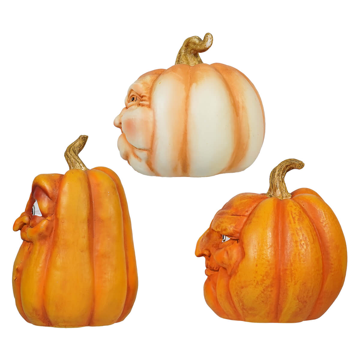 Orange Character Face Pumpkins Set/3