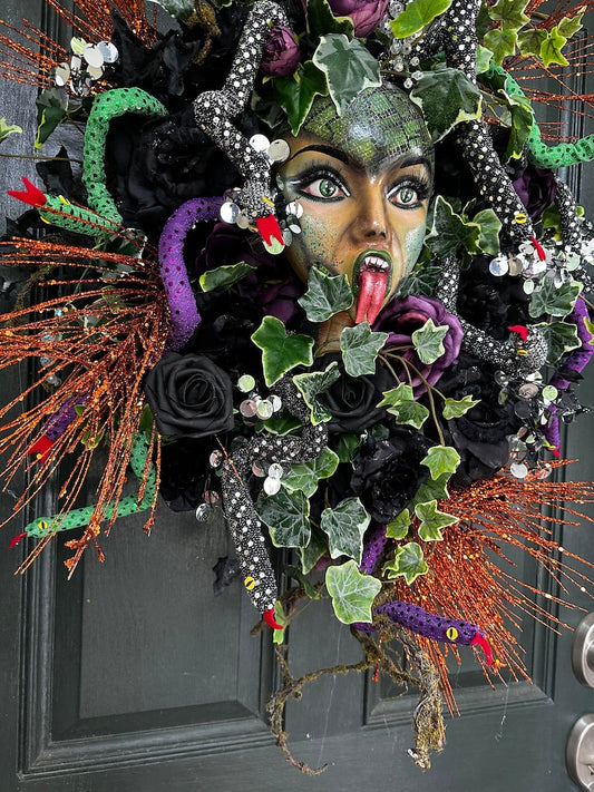MEDUSA, Halloween wreath, fall wreath, Halloween door hanger, Mythology wreath