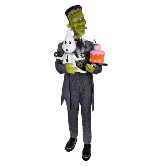 5.5ft Frankenstein Holding Ghost & Cake