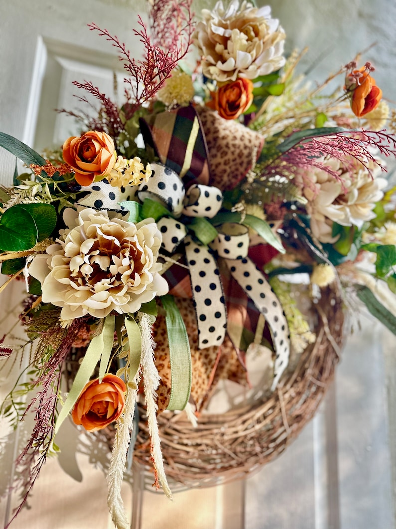Fall Cheetah Wreath, Front Door Wreath, Fall Wreaths for Front Door, Fall Floral Wreath, Animal Print Wreath, Large Fall Wreath, Fall Decor