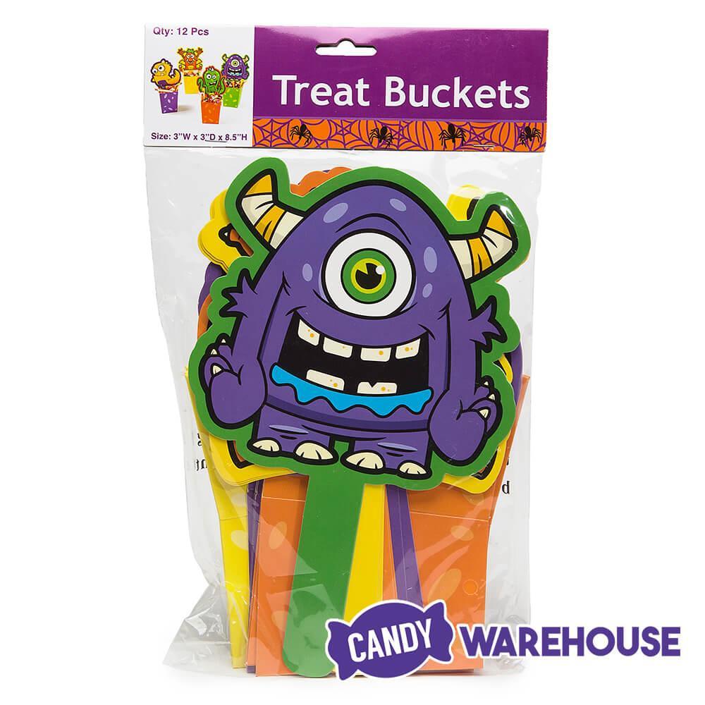 Halloween Monster Paper Candy Buckets - Assorted: 12-Piece Set