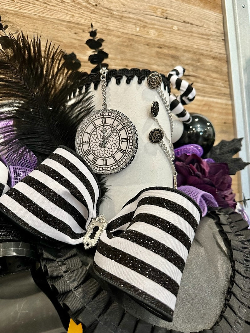 Skeleton Halloween Wreath, Steampunk Wreath, Victorian Halloween Door Decor, Halloween Wreath, Skeleton Wreath, Skeleton Door Decor