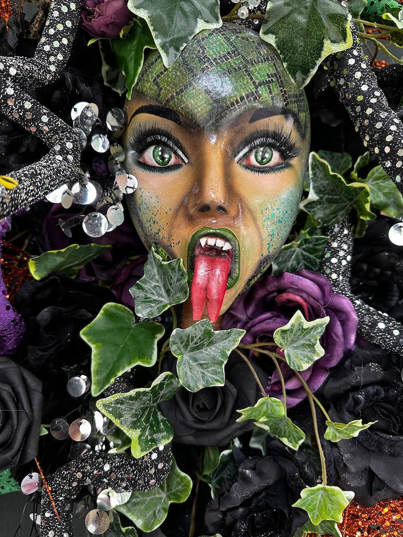 MEDUSA, Halloween wreath, fall wreath, Halloween door hanger, Mythology wreath