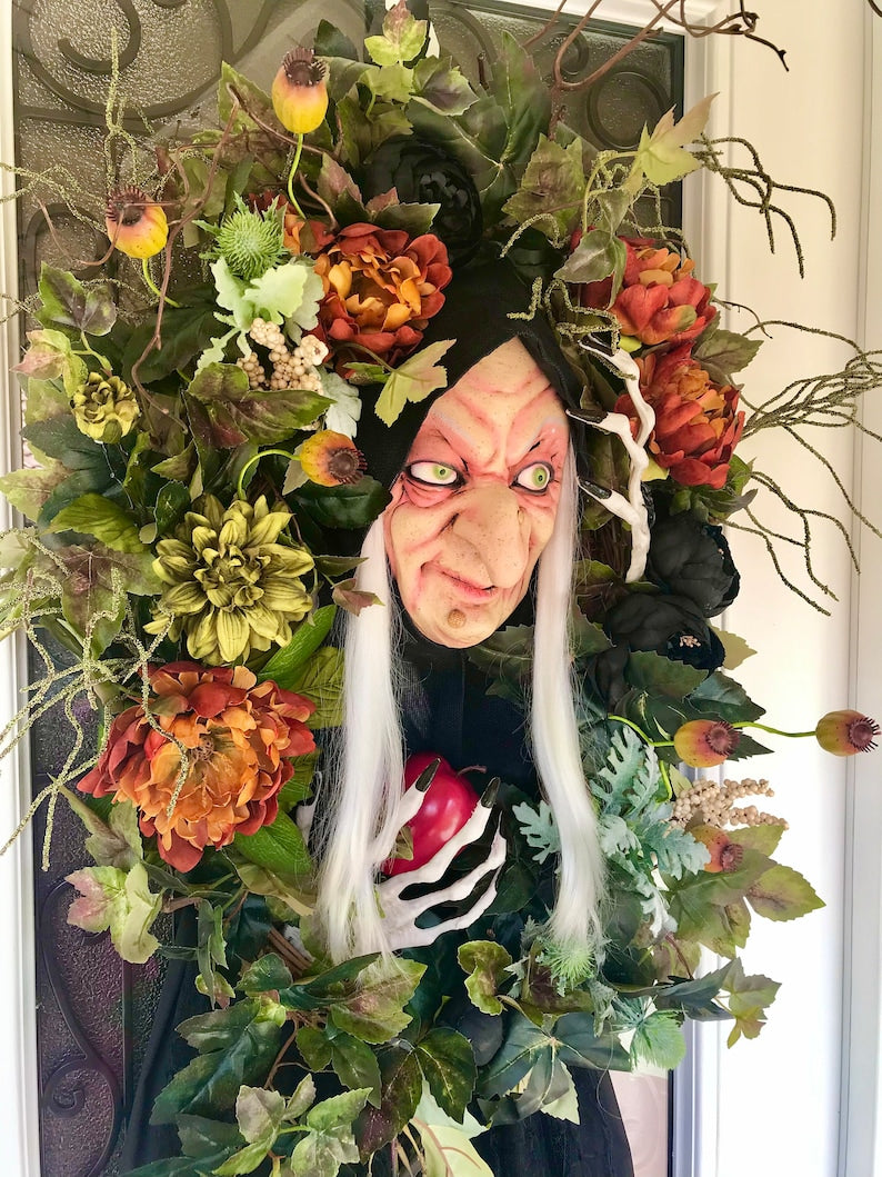 Halloween Wreath, Witch Wreath, Queen Grimhilde Wreath, Halloween Witch Wreath, Wreaths for Front Door, Scary Wreath, Fall Wreath,
