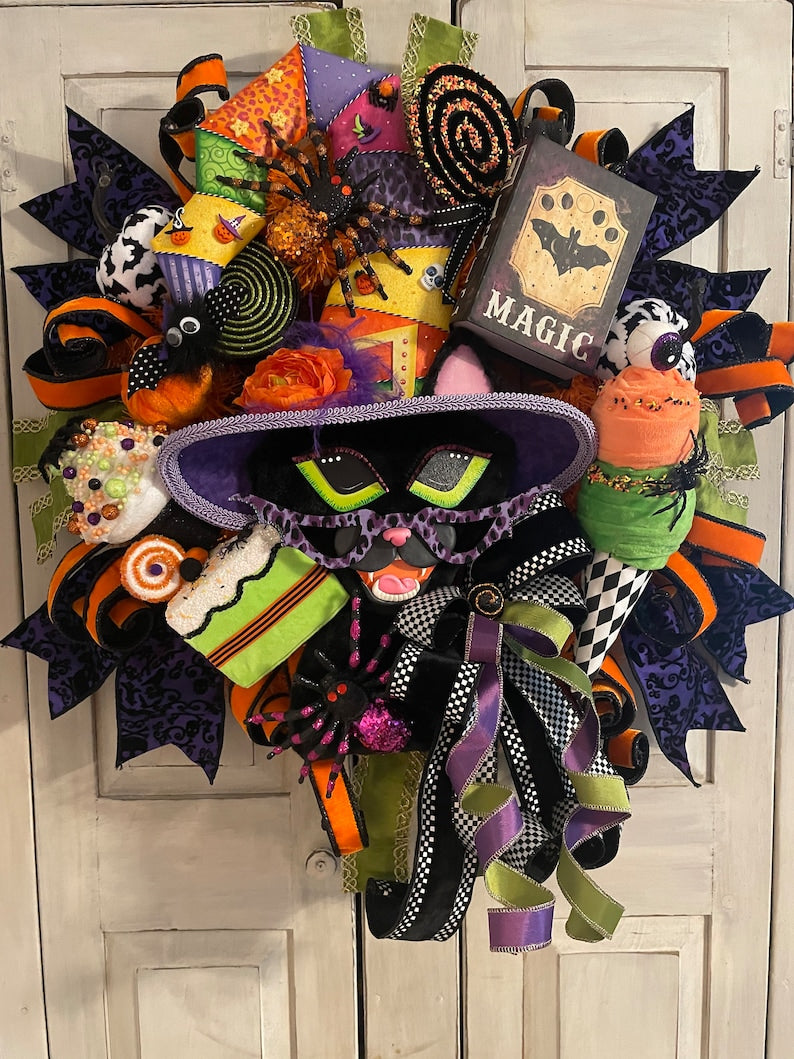 Black Cat Halloween wreath