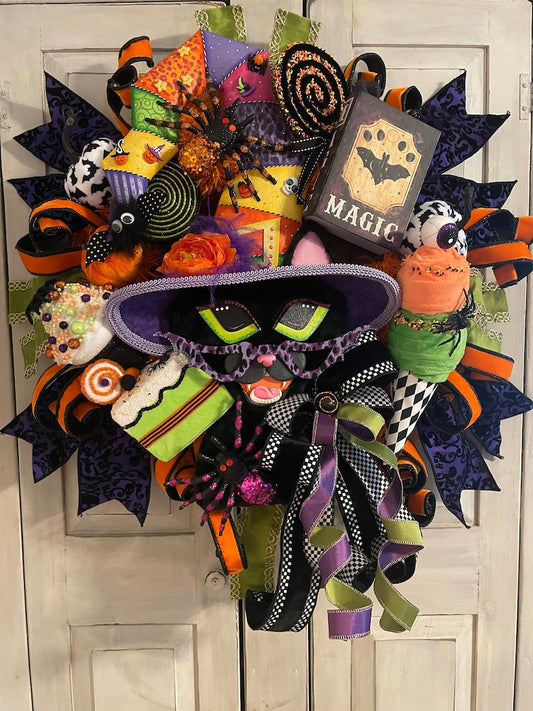 Black Cat Halloween wreath
