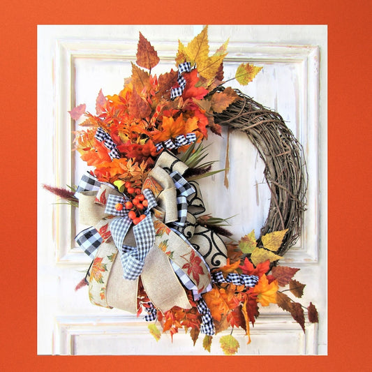 Fall Wreath for Front Door, Thanksgiving Decor, Fall Porch Decor, Large Fall Wreath, Autumn Wreath, Front Door Wreath