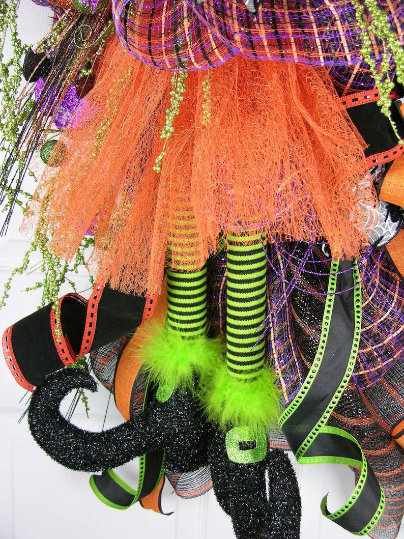Too Too Cute Witch Wreath, Witch Halloween Wreath, XL Halloween Witch Wreath