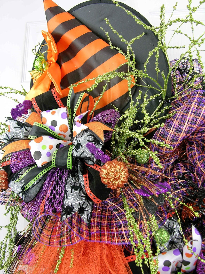 Too Too Cute Witch Wreath, Witch Halloween Wreath, XL Halloween Witch Wreath