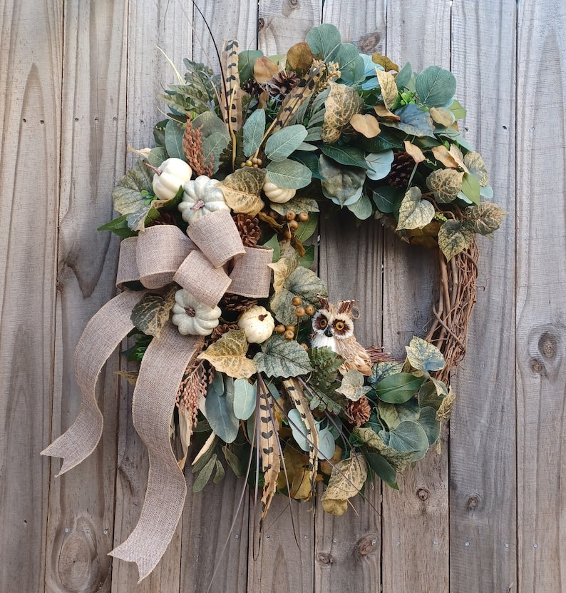 Fall Wreaths for Front Door Wreath, Neutral Fall Wreath, Cream Pumpkin Wreath, Large Fall Wreath, Fall Farmhouse Wreath, Large Fall Wreath