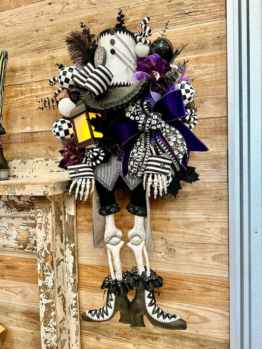 Skeleton Halloween Wreath, Steampunk Wreath, Victorian Halloween Door Decor, Halloween Wreath, Skeleton Wreath, Skeleton Door Decor