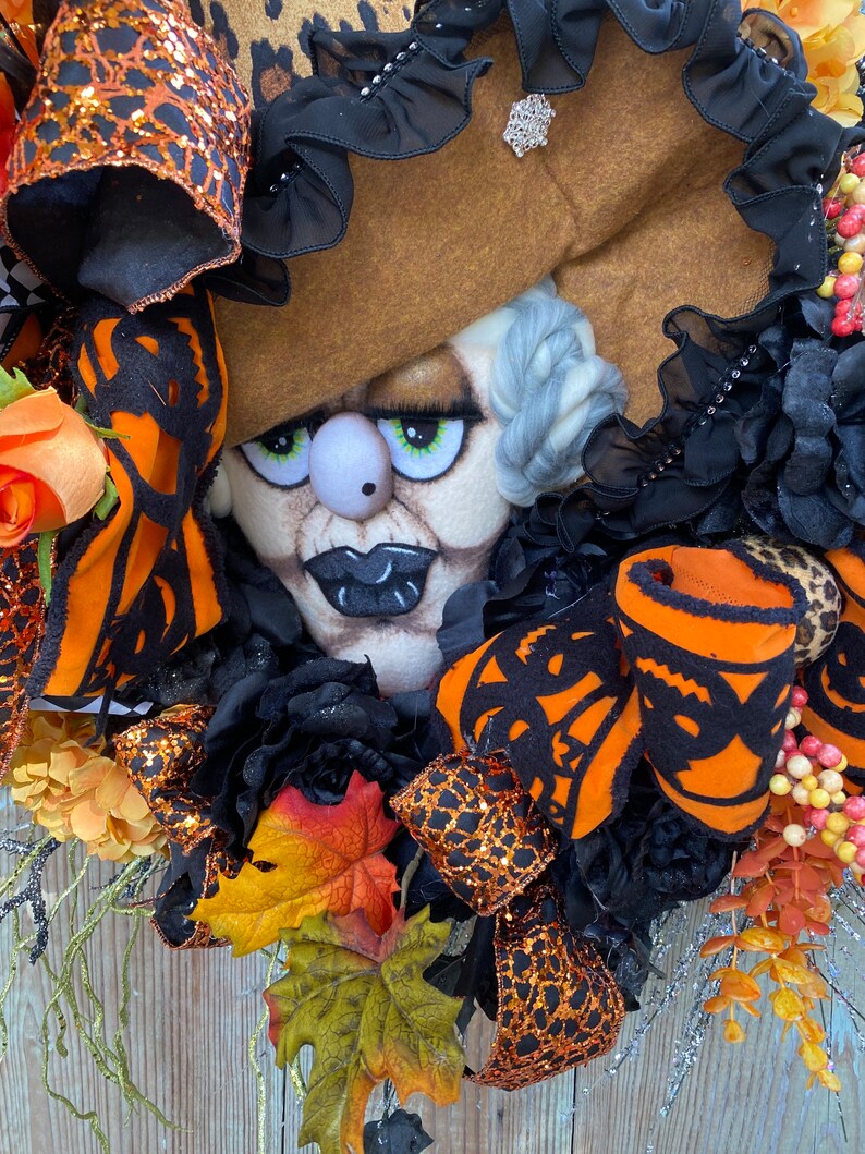 Witch wreath, Halloween wreath, fall wreath, floral witch. Sexy witch
